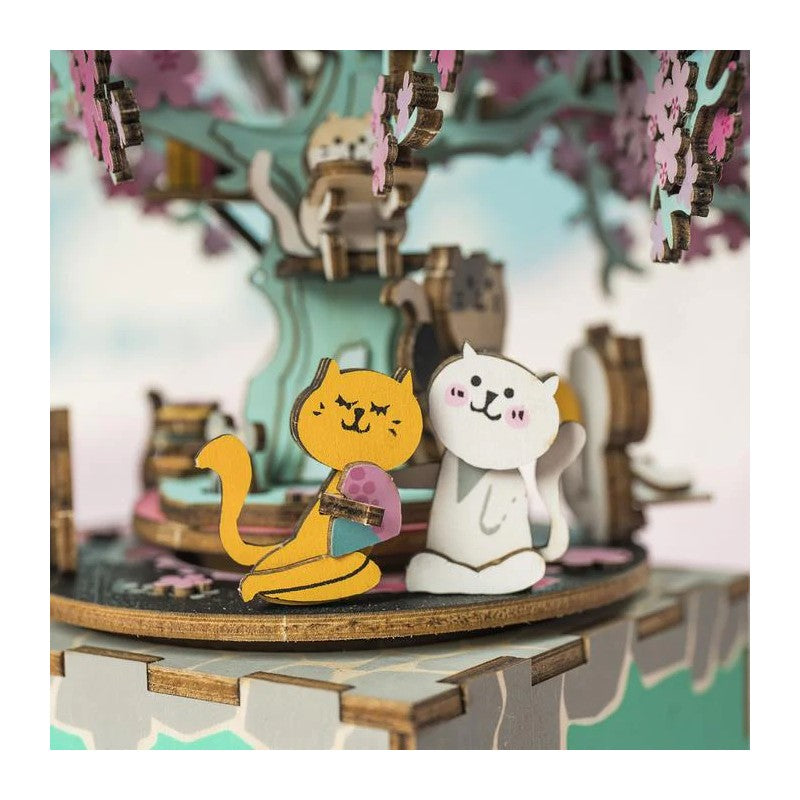 Caja Musical Cerezos Gatos Armable ROBOTIME