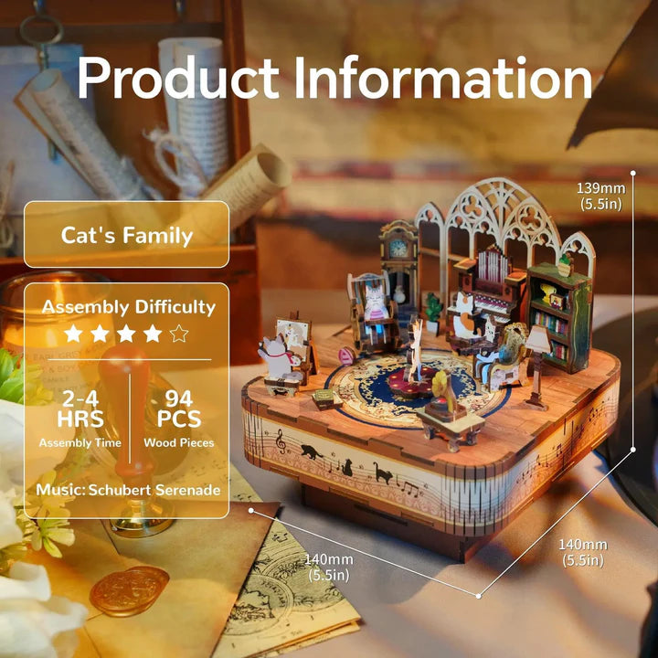 Caja Musical La Familia de Gatos